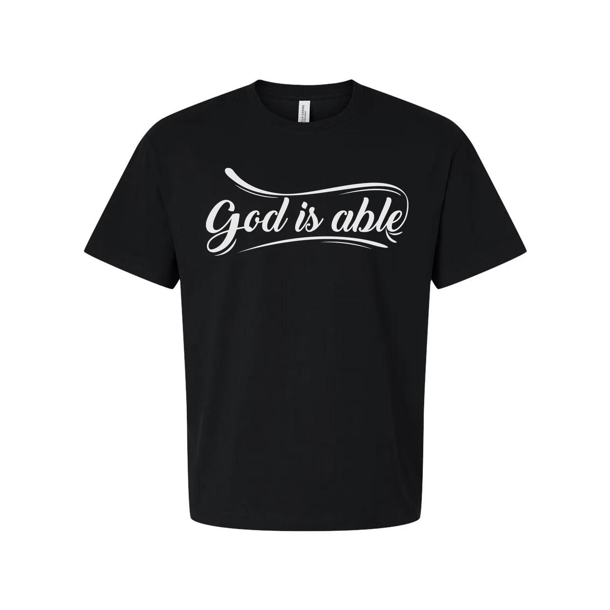 

Christian Unisex Short Sleeve Graphic T Shirt With God Is Able Script Logo Inspi 4XL