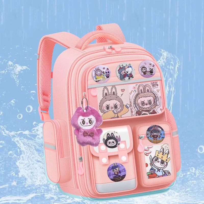 New Cartoon LABUBU Children's Schoolbags Children's Backpacks In Grades Two To Six Waterproof Lightweight and Large-capacity Backpacks with Pendent