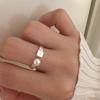 Xiaomi 925 Sterling Silver Geometric Letter Pearl Rings For Women Men Simple Korean Fashion Open Adjustable Handmade Ring Couple Gifts