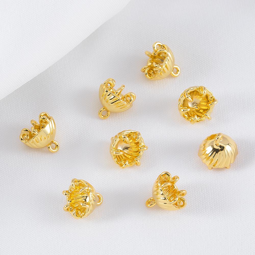 5/10Pcs 18K Gold Plated 8.8mm DIY Tassel Earrings Hair Accessories Brass Jellyfish Shape Beads Caps for Jewelry Making Supplies