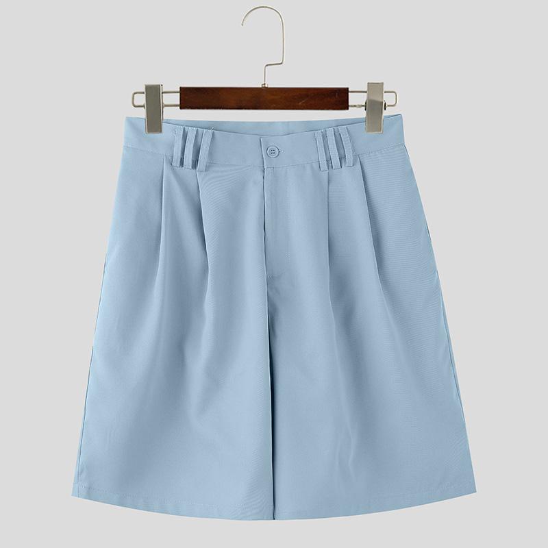 

INCERUN Men Zipper Button Casual Waist Wide Leg Short Pants Shorts S