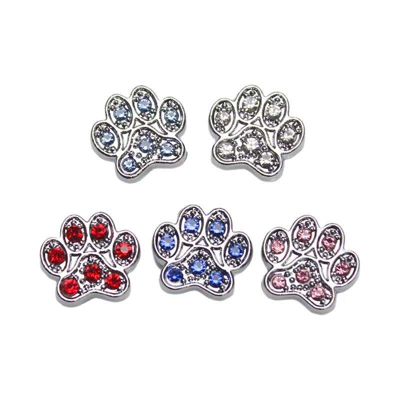 110Pcs/Lot Dog Cat Paw 8mm Slide Charms For Bracelet Women Jewelry Making Connector Dog Pet Collar DIY Keychain Accessories Gift