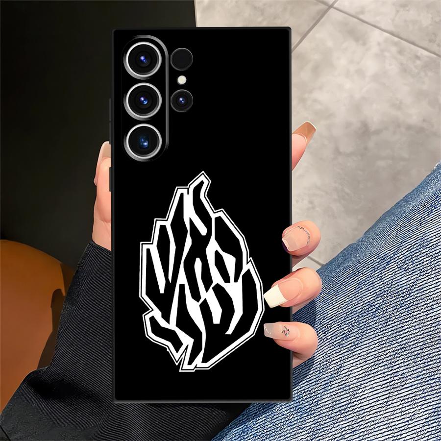 Flame Pattern Black Soft Phone Cover Case for Samsung Galaxy S25 Edge S23 Ultra S21 FE S24 Plus S20