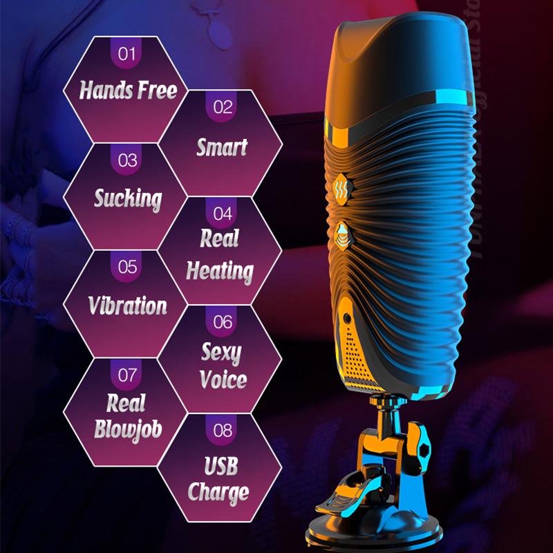 Male Automatic Sucking Masturbator, Realistic Blowjob Sex Toy with Heating & Vibration for Men
