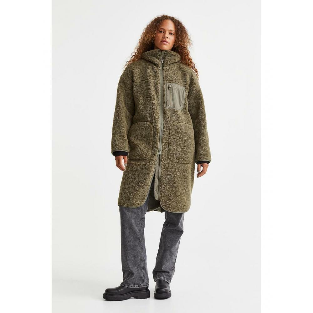 

H&M Fake Дубленка Темно-Хаки-Зеленый 0991731005