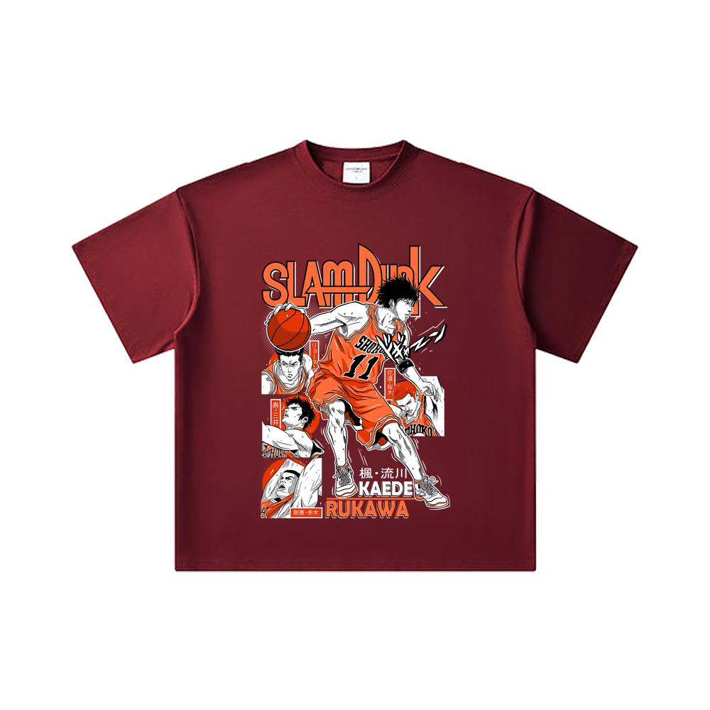 260 GSM Double Yarn 32 Count 100% Cotton Slam Dunk V3 Kaeda Print Unisex Heavy Cotton T Shirt