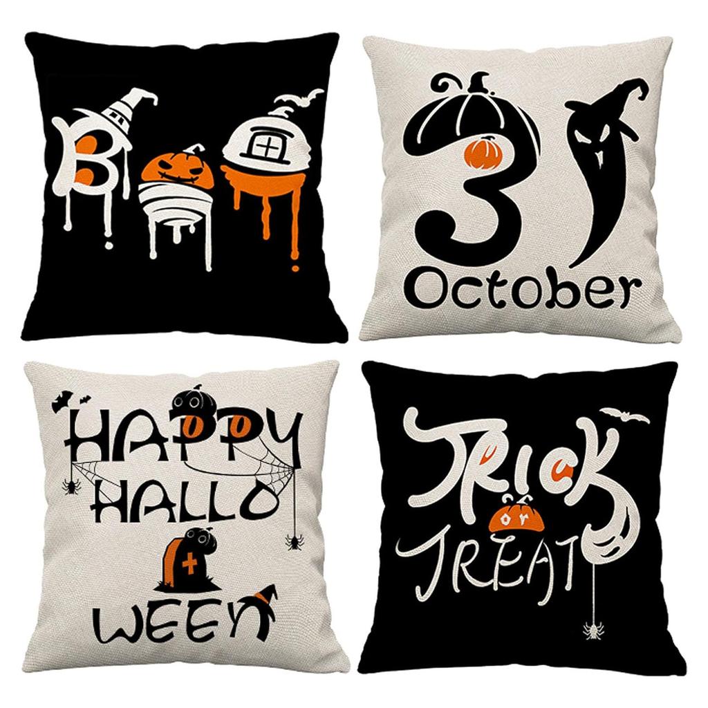 Halloween Pumpkin Skeleton Pillow Festival Home Party Decoration Living Room Sofa Cushion Bedroom Bedside Pillow Cover