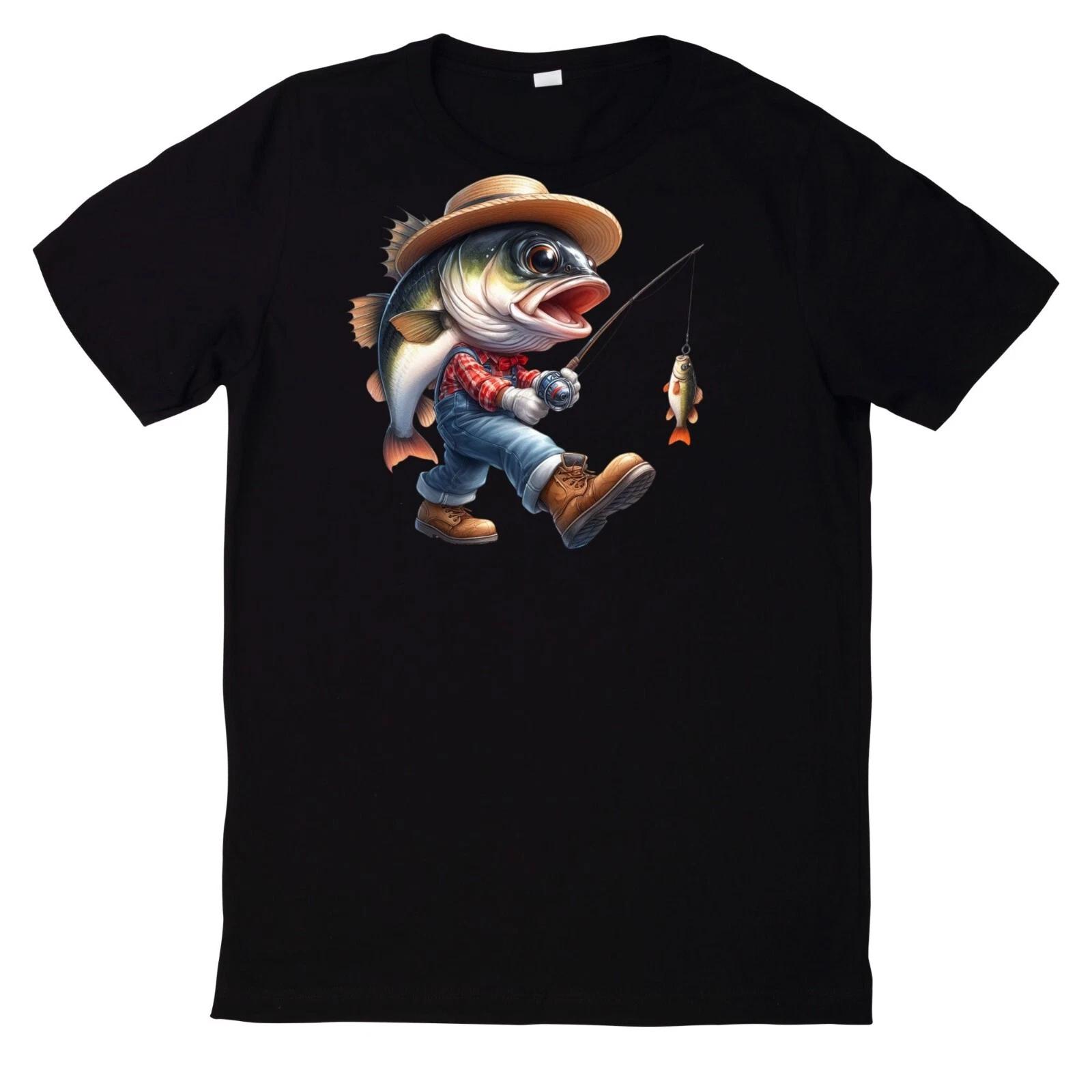 T-Shirt Lustiges Angler Fisch Motiv XL