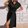 Women's Fashion Casual Cardigan Lapel Tunic Dresses
