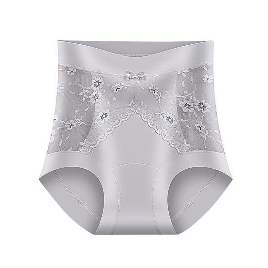 Women's High Waisted Underwear Ladies Sexy Lace Ice Silk Panties Full Coverage Breathable Soft Stretch Briefs