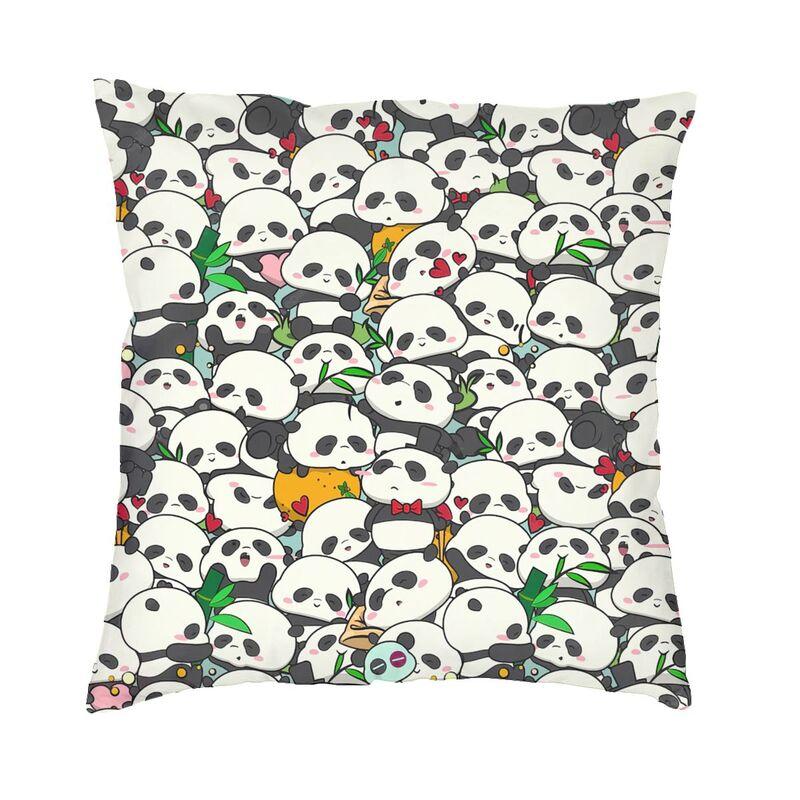 Kawaii Panda Bear Patterns Cushion Cover Sofa Home Decor Animal Cartoon Square Throw Pillow Case 45X45