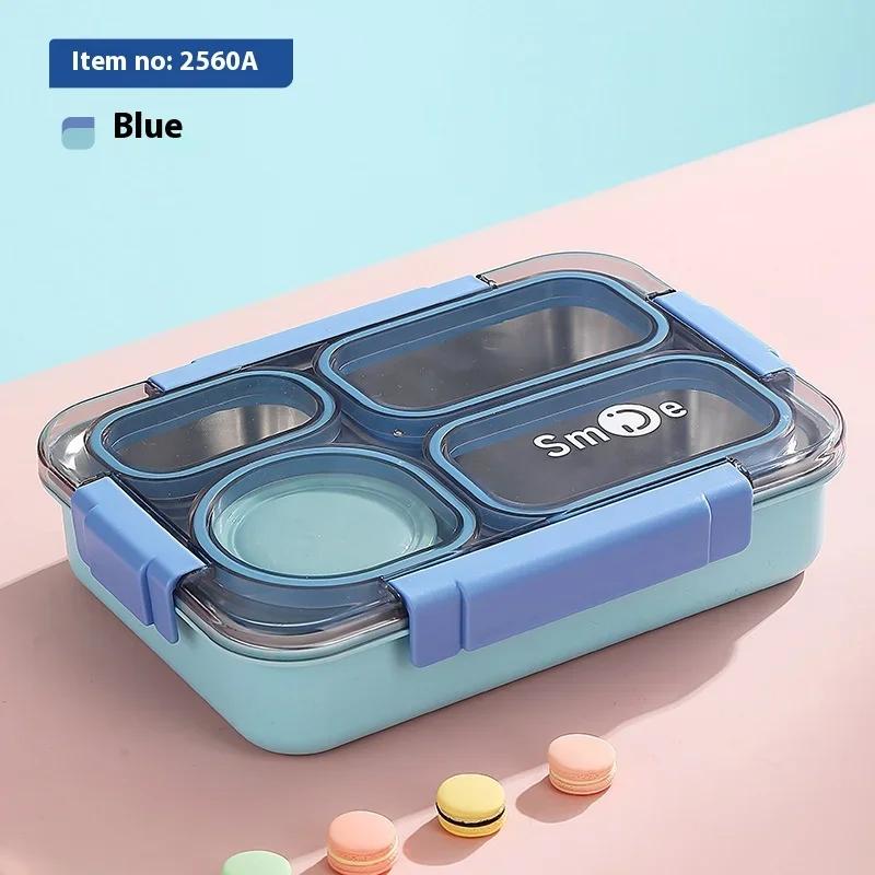 4 Divided Stainless Steel Compartments Bento Lunch Box Kids Insulated Lunch Box for School Office Kitchen Food Storage Container