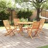 Garden Dining Set 5 Pcs Brown Solid Acacia Wood