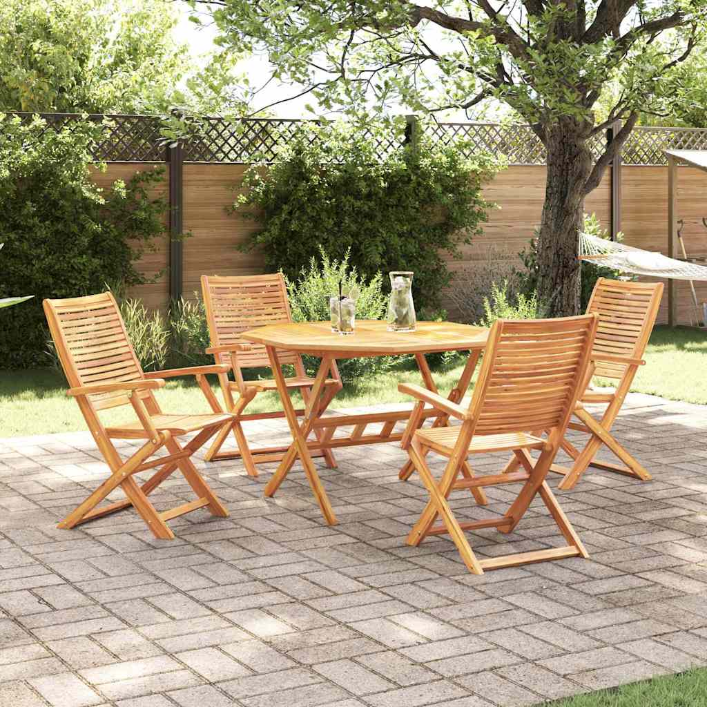 Garden Dining Set 5 Pcs Brown Solid Acacia Wood