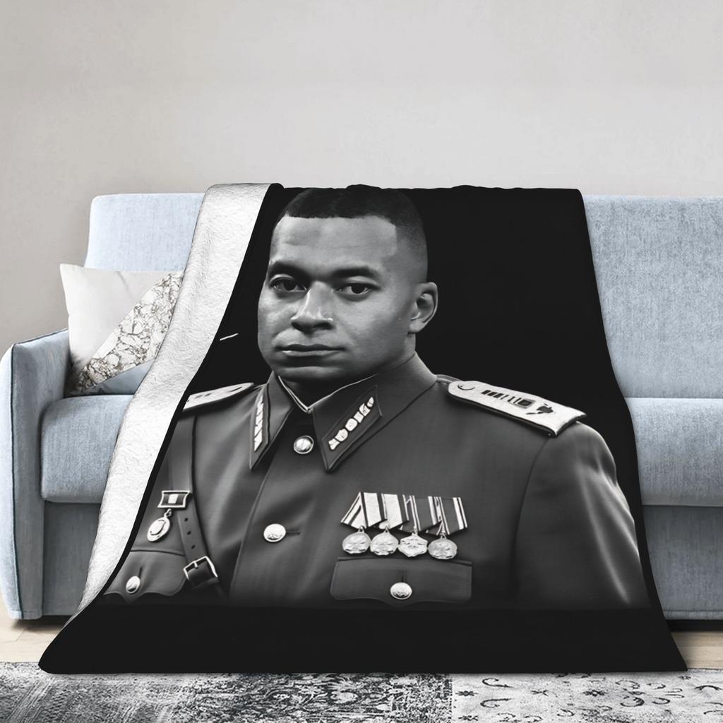 M-Mbappes Meme Soccer Blanket Cover Fleece Super Soft Throw Blanket for Bedroom Sofa Bed Rug