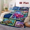 Classic Car Collage 2D Flat Pattern Flannel Blanket, High Quality All Seasons, Home Decor, Warmth and Comfort, Perfect for Christmas Gifts.