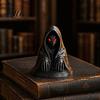 Secret Room Props Halloween Cloaked Ghost Figurine with Red Eyes, 3D Printed Matte Creative Gifts Black Gothic Ornament for Desk Cabinet Escape Decor