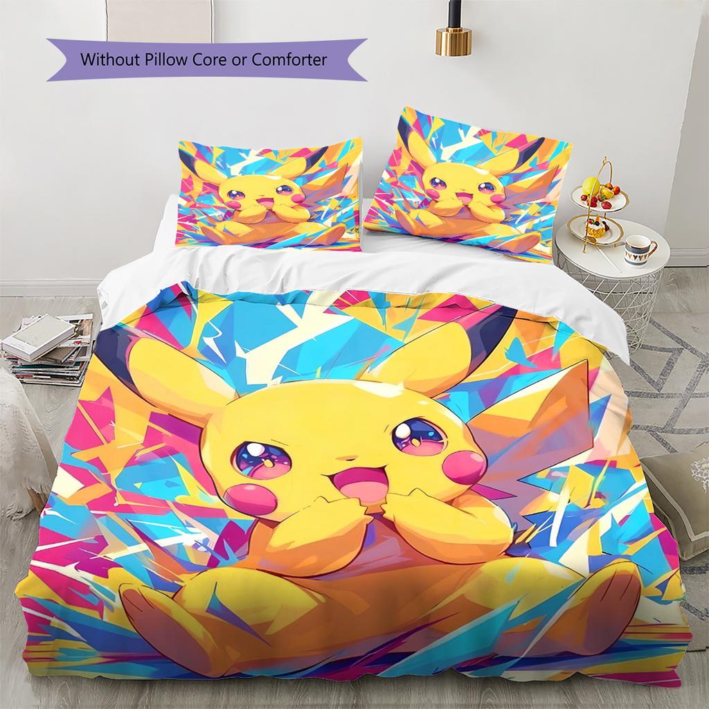 Pikachu Pattern Bedding Home Decoration Birthday Gift (1 * duvet cover + 2 * pillowcase, without core)