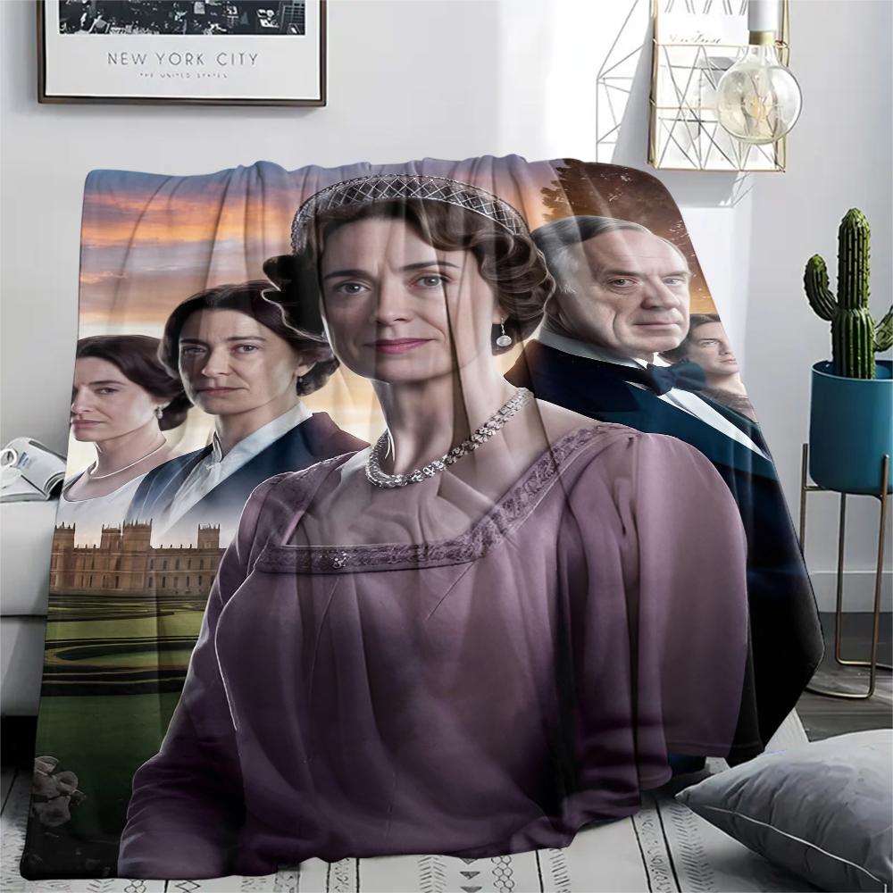 1 Stück Flanelldecke mit Downton Abbey Aufdruck, Hohe Qualität für alle Jahreszeiten, Heimdekoration, Wärme und Komfort, Perfekt für Weihnachtsgeschenke