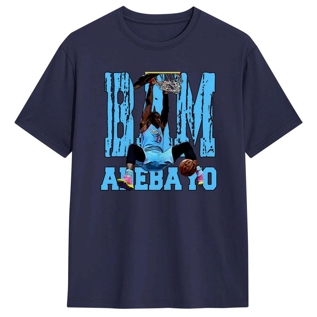 Bam Adebayo Men T Shirts  Creative Tee Shirt Short Sleeve Crewneck T-Shirt Cotton Birthday Present Clothes