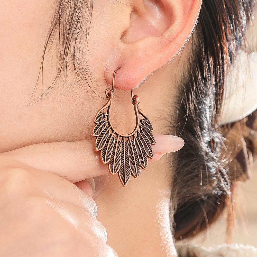 6Pcs Bohemian Ethnic Exquisite Carved Hollow Drop Earrings Women Vintage Geometric Vacation Style Hanging Earrings Daily Jewelry
