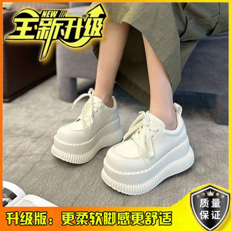 

Французские туфли-лоферы на платформе, из маленькой кожи, женские, весна-осень, в британском стиле Мэри Джейн, одинарные туфли, 2025, новые, на высокой платформе 40 белый