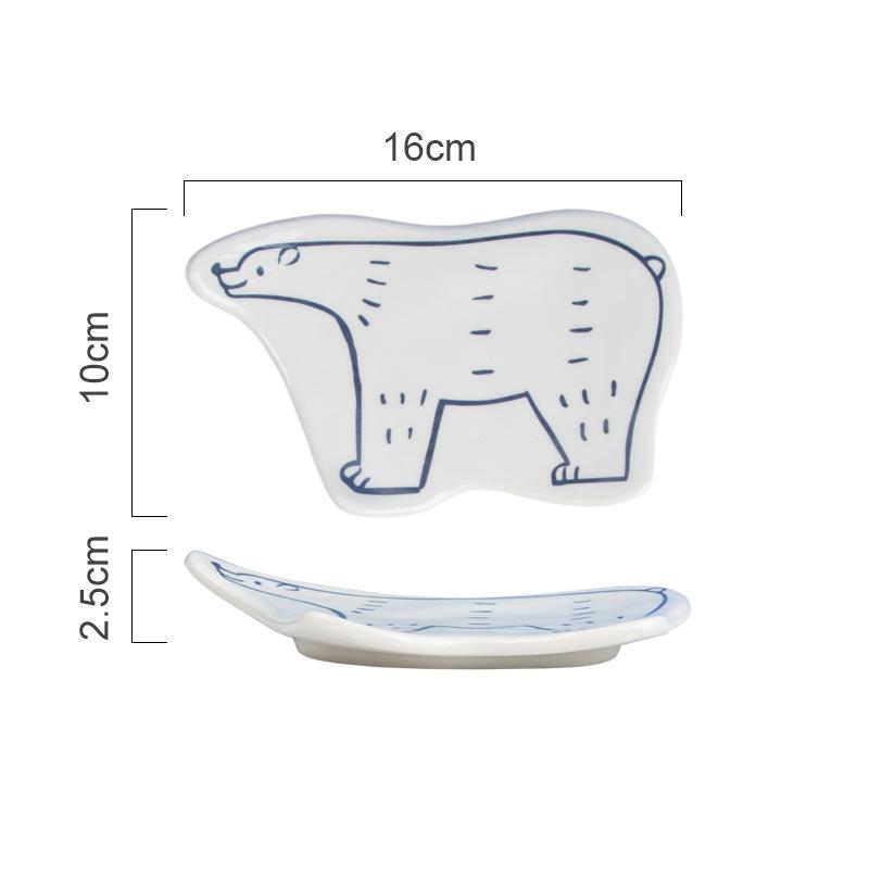 Polar Bear Cute Tableware Set Household Hat Bowl Ceramic Plate High Value Fruit Dessert Plate