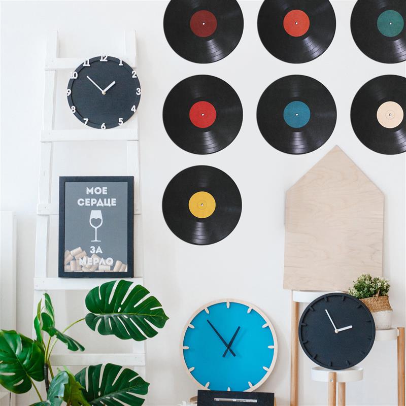 8pcs Vinyl Record Wall Seat Retro Fake Records Hanging Mural Living Room Bedroom Home Decoration