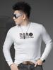 European Long-Sleeve T-Shirt for Men 2025 Autumn New Half-Turtleneck Top Men's Trendy Printed Rhinestone Base Shirt