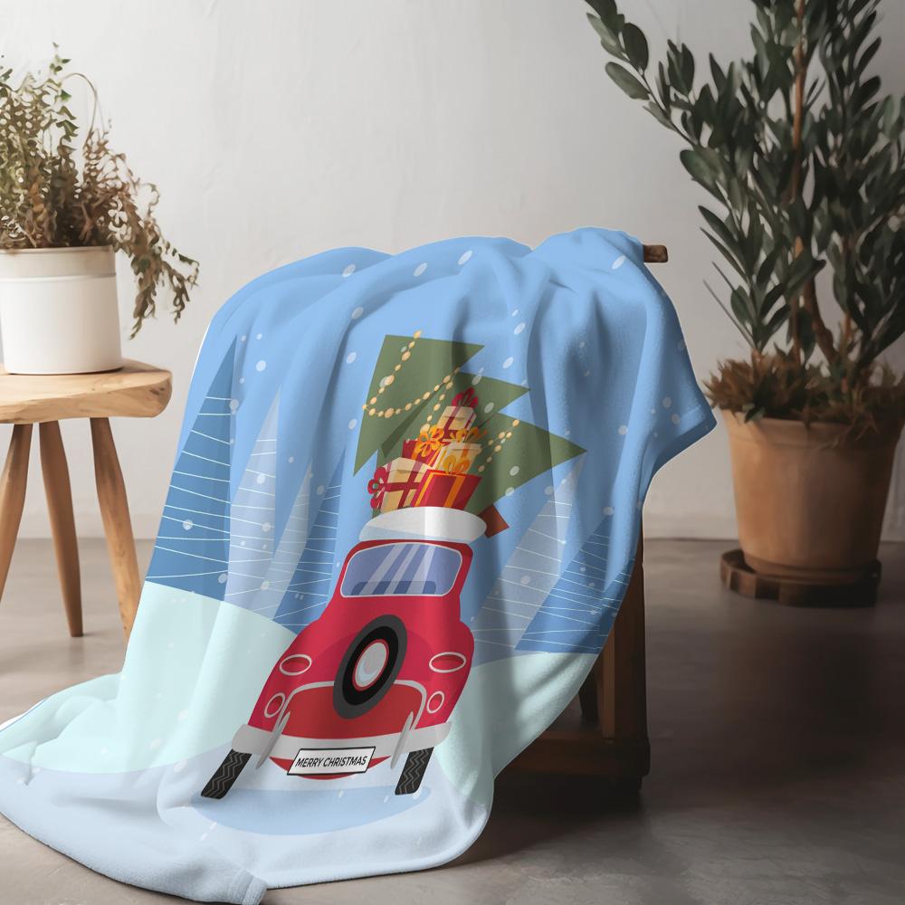 

Vintage Christmas Truck Throw Blanket Cozy Holiday Decor Festive Reindeer Farmhouse Style Gift Warm Winter Home Decor 75x90cm