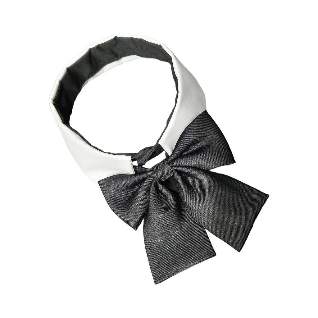 Multipurpose Removable Faux Collar with Black Bowtie Front for Women Girls Elegant Students Shirt Accessories Choker