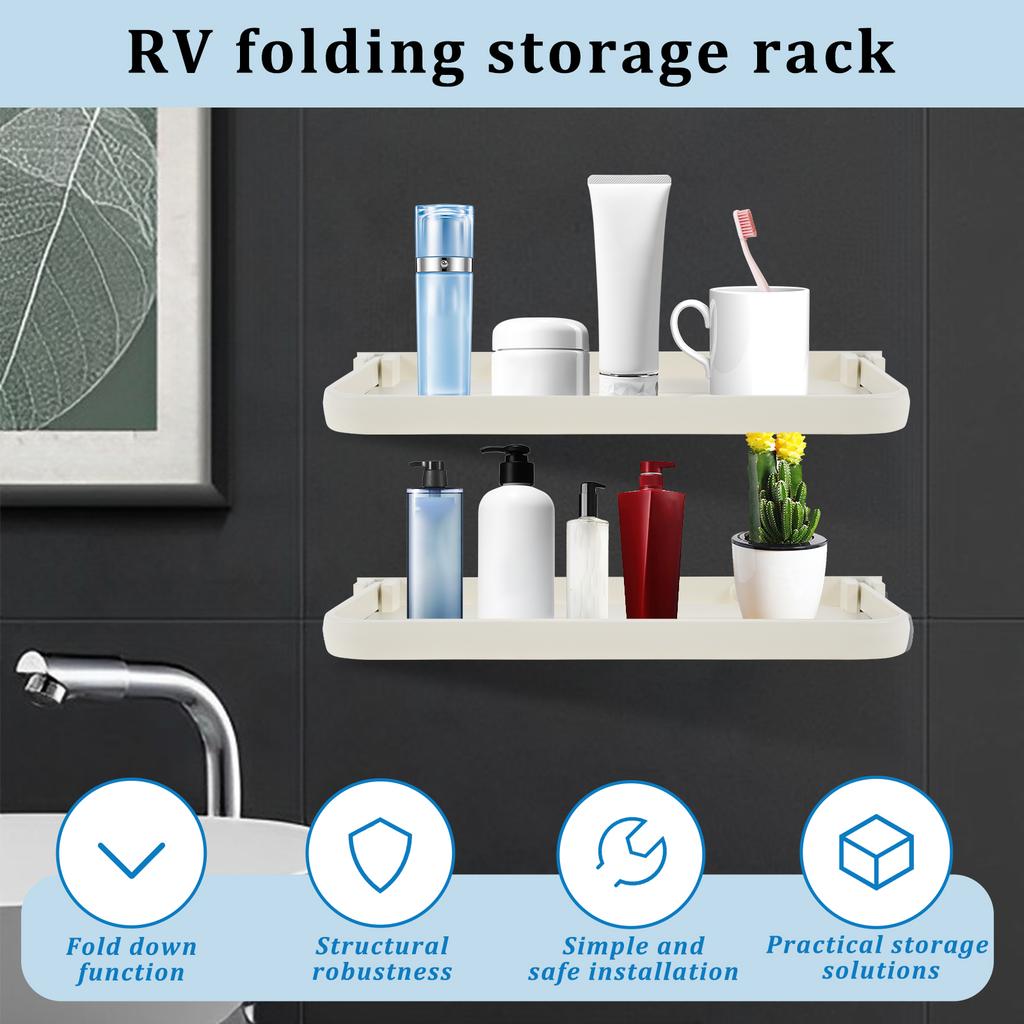 2PCS RV Foldable Shelf RV Aluminium Alloy Fold Down Shelf Wall Mounted RV Floating Shelf Space Saving Compact RV Folding Shelf