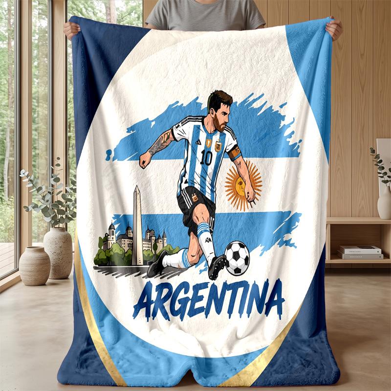 Tištěná flanelová deka Argentina Football, šetrná k pokožce, teplá, dekorativní přehoz na pohovku, postel, pro každodenní použití
