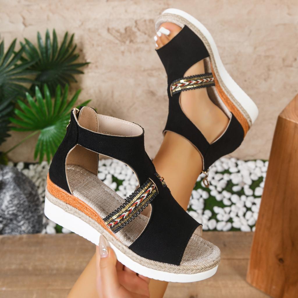 New Platform Heels with Open Toes, Pointed Toe Shoes, Women's Thick-soled Summer Slippers