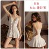 Underwear Passion Seduction Smooth Satin Lace Pure Desire Deep V Low Chest Nightdress Robe Home Suit