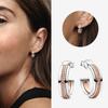 Authentic 925 Silver Cherry Blossom Bow Heart Hoop Stud Drop Earrings plata de ley Jewelry DIY Birthday Gift Original