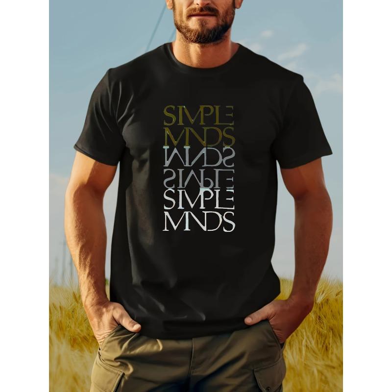 Unisex Sommer-Freizeit-T-Shirt mit kurzen Ärmeln - mit kräftiger weißer Easy MINDS Typografie, Leicht, Rundhalsausschnitt, Maschinenwaschbar