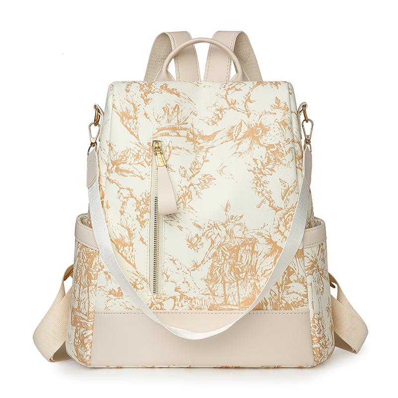 

Рюкзак с принтом Женский рюкзак большой вместимости бежевый