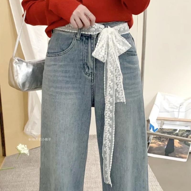 Unikt Y2K Langt Blonde Midjebånd Blomster Sløyfe Blonder Midjebelte Knyting Tynt Kjole Jeans Belte Sommer Tilbehør