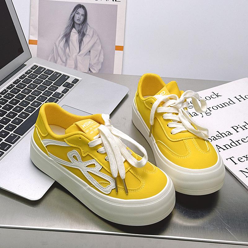 6 Retro Platform Women's New Casual Sports Board Shoes Versatile Small Black Shoes Little White Shoes