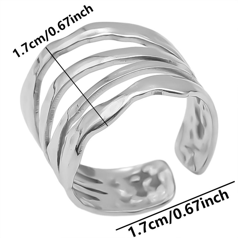 1 Stück Edelstahl Damen Persönlichkeit Texturiert Klobig Offene Ringe Vintage Hohl Gehämmert Unregelmäßig Lava Punk Herren Anillos Schmuck