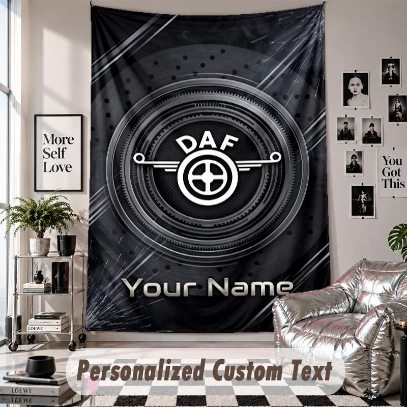 Wall Hanging Tapestry With Custom Name & Text, DAF Decorative Tapestry For Bedroom