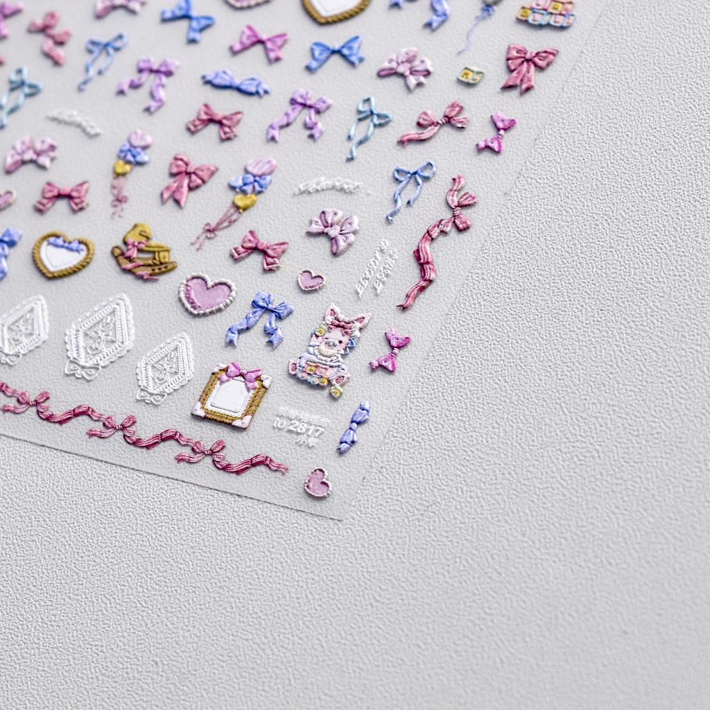 Präglade Färgglada Rosett Nagelklistermärken DIY Gör Kreativa Dekorativa Klistermärken