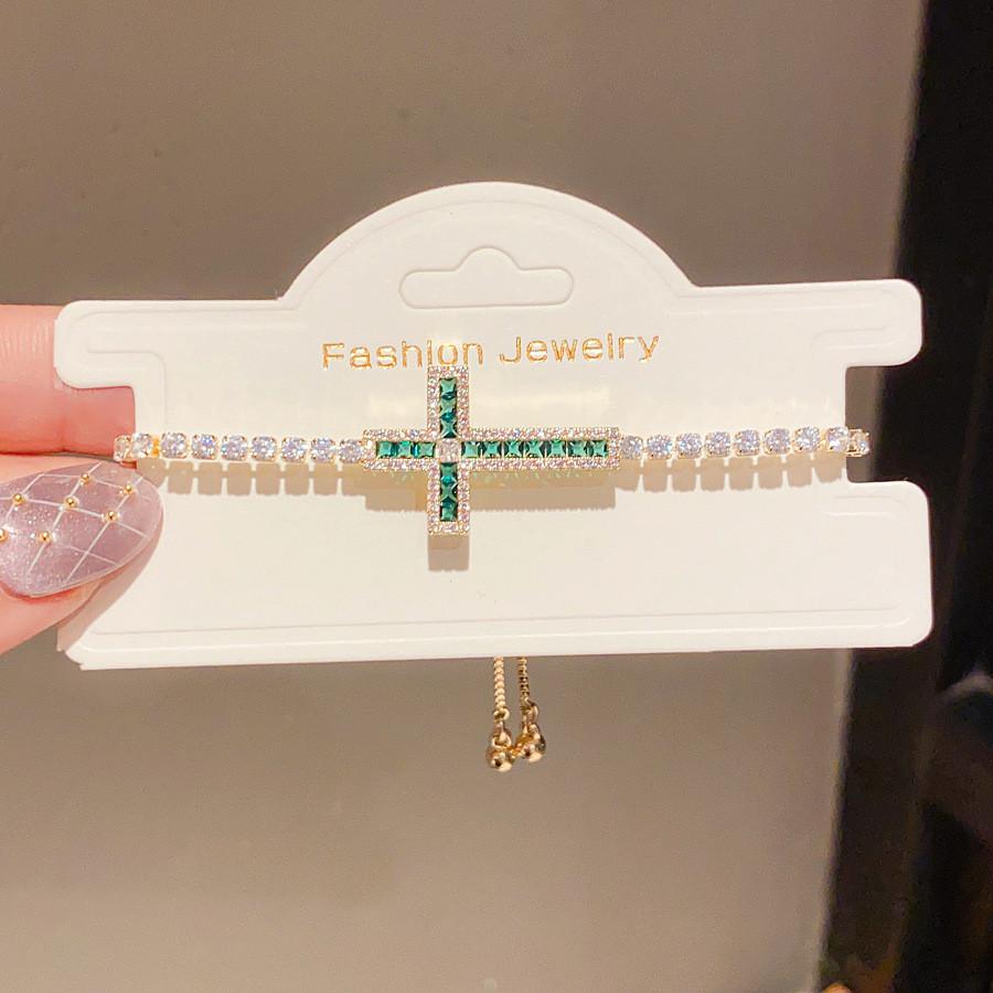 Elegant Zircon And Artificial Pearl Chunky Bracelet With Geometric Style For Ladies