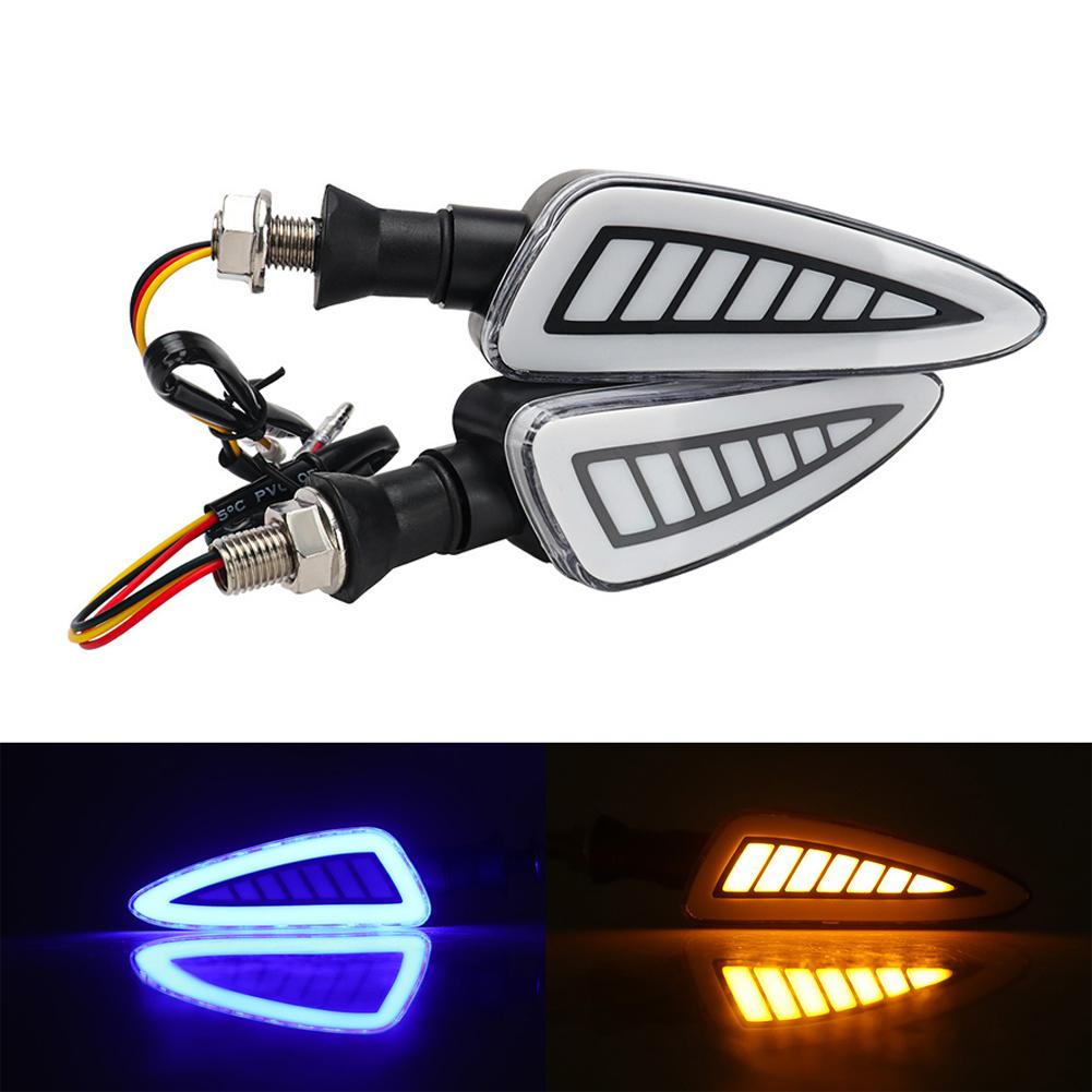 1Pair 12V Motorcycle LED Turn Signal Lamp Flashing Indicator Lights Sequential Dual-color Amber Flowing LED Lights Accessories