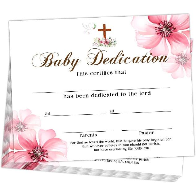 25 PCS Baptism Certificates for Church, Baby Dedication Certificate Paper, Baby Dedication Christening Gifts for Girls Boys,Baptismal Certificates
