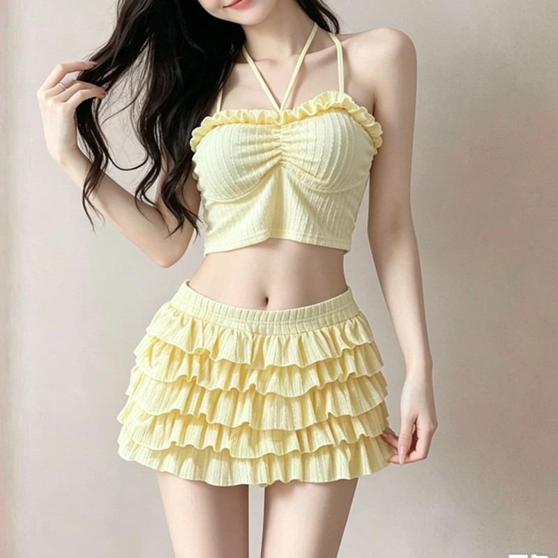 [Glutinous Rice Sweetheart] Split Swimsuit Women's Cake Skirt Split Two-piece Skinny Girl Sweet Girl Swimsuit Women