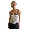 European & American Style Sexy Slim Backless White Polka Dot Lace Corset Top