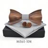Classic 3d Relief Wooden Bow Tie Set Plaid Square Towel, Cufflinks Casual Solid Wood Environmental Protection Set