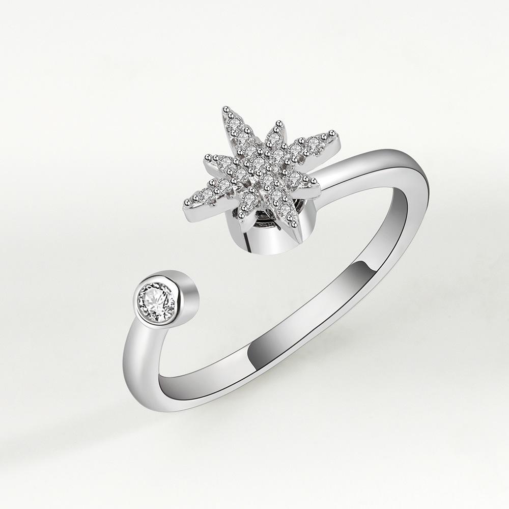 New Rotating Ring Relieves Anxiety Flower Ring Set Decompression Zircon Ring